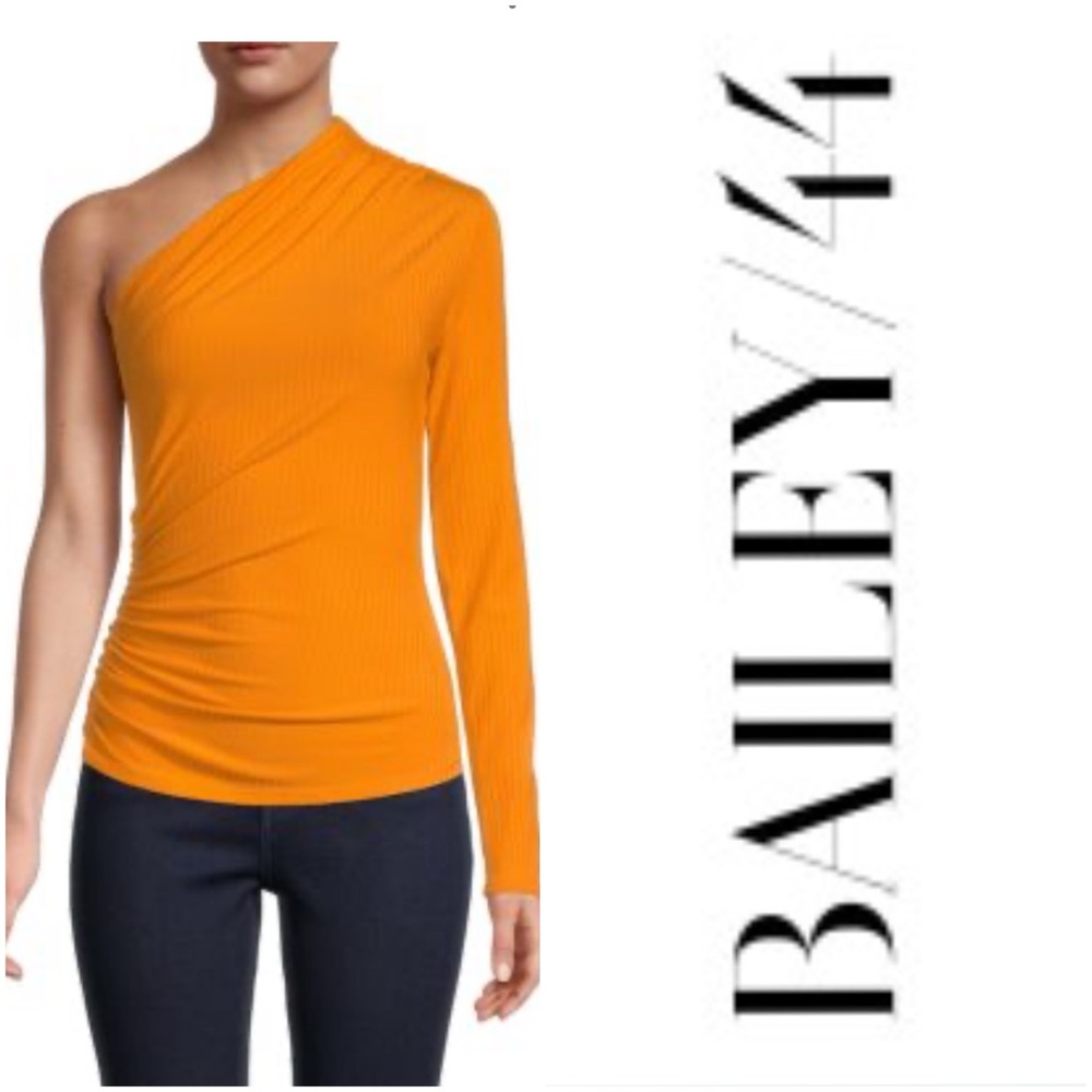 NWT $138 Bailey 44 Asymmetrical Ribbed One Shoulder Long Sleeve Top Size Large